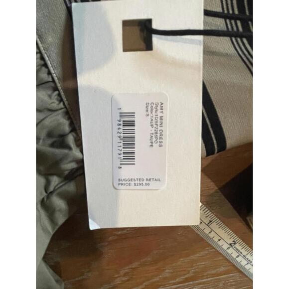 STAUD Olive Green Short Sleeve Dress with Striped Waistband, Size S - Picture 4 of 8